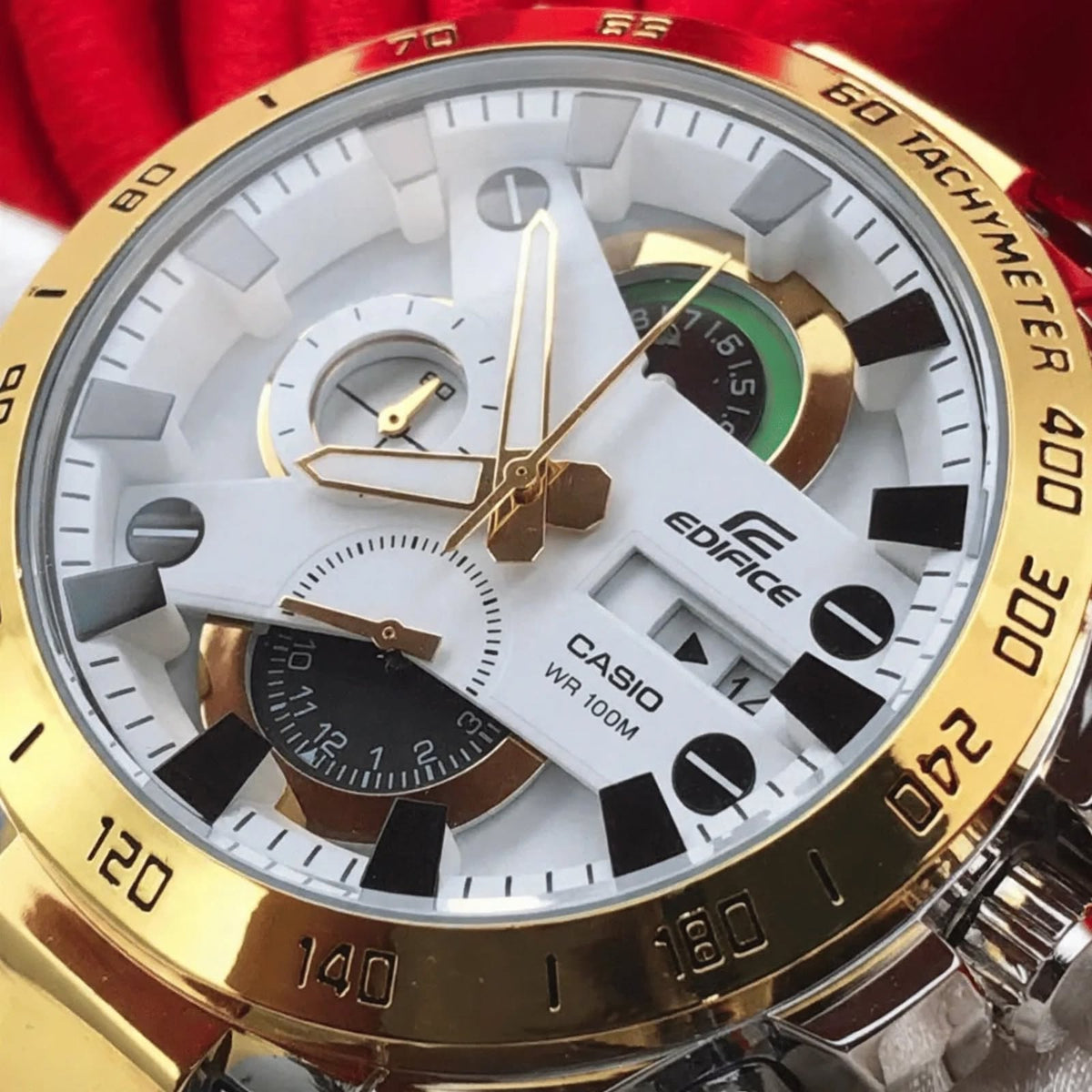 Casi0 Edifice EFR-540GS Silver & Gold Chronograph Watch for Men