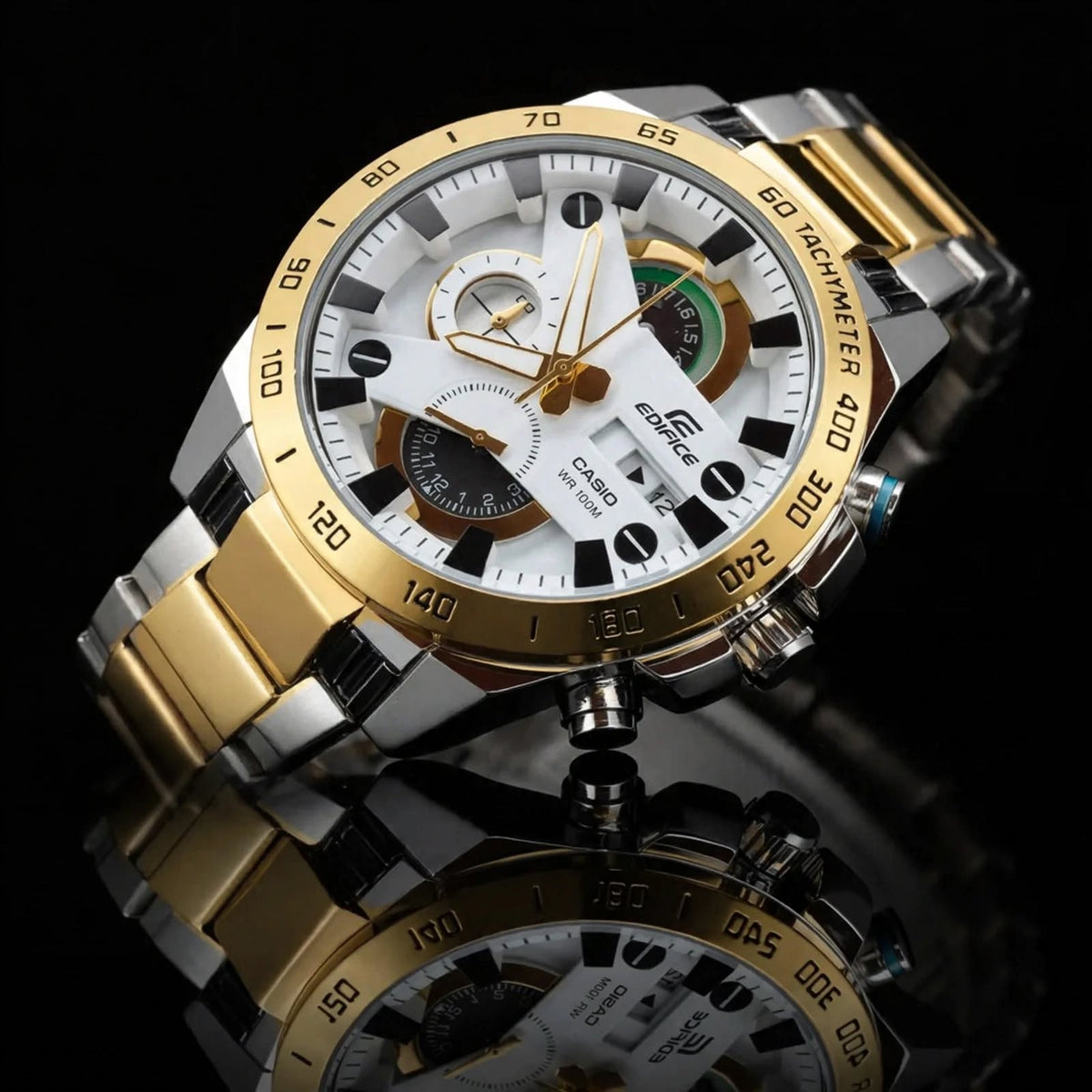 Casi0 Edifice EFR-540GS Silver & Gold Chronograph Watch for Men