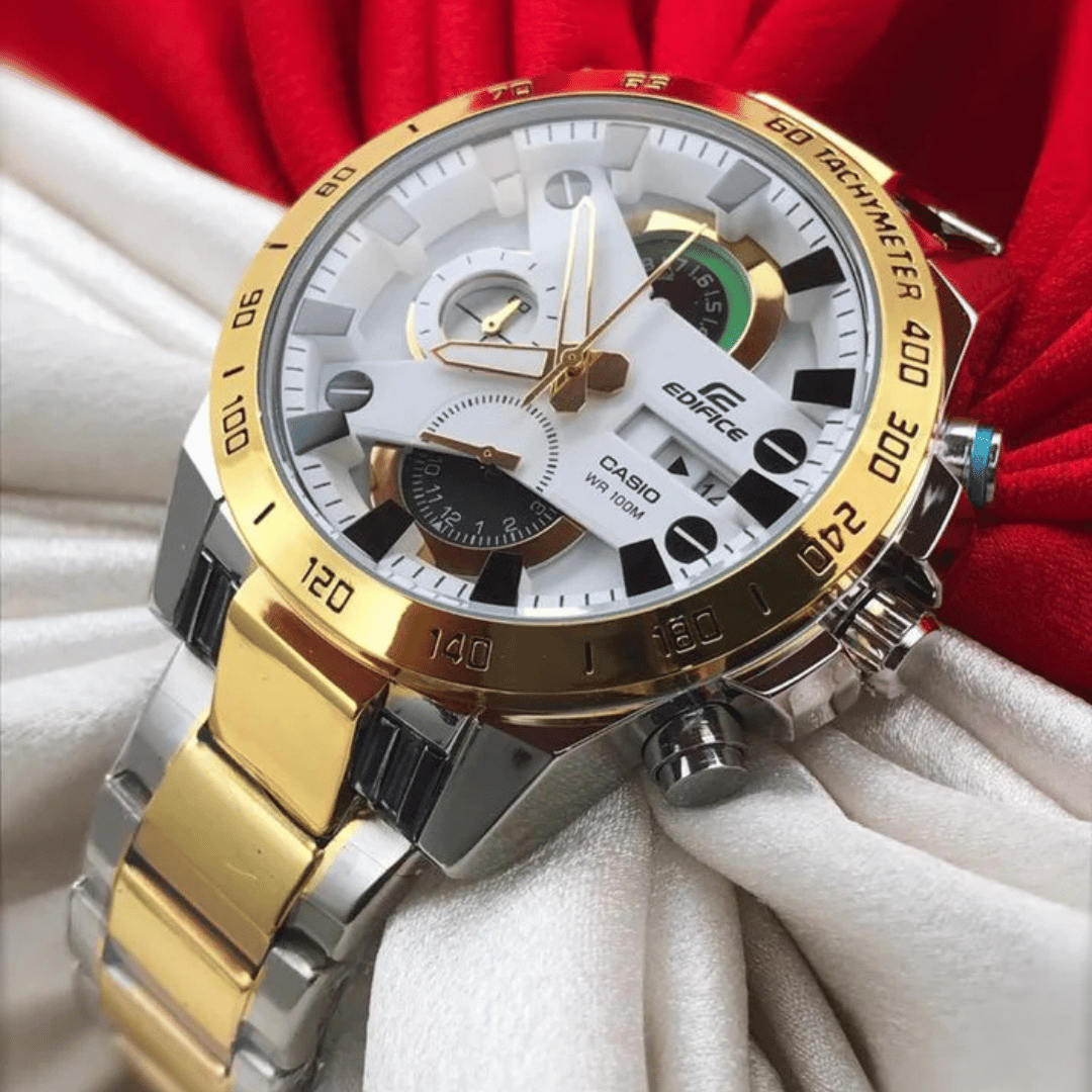 Casi0 Edifice EFR-540GS Silver & Gold Chronograph Watch for Men
