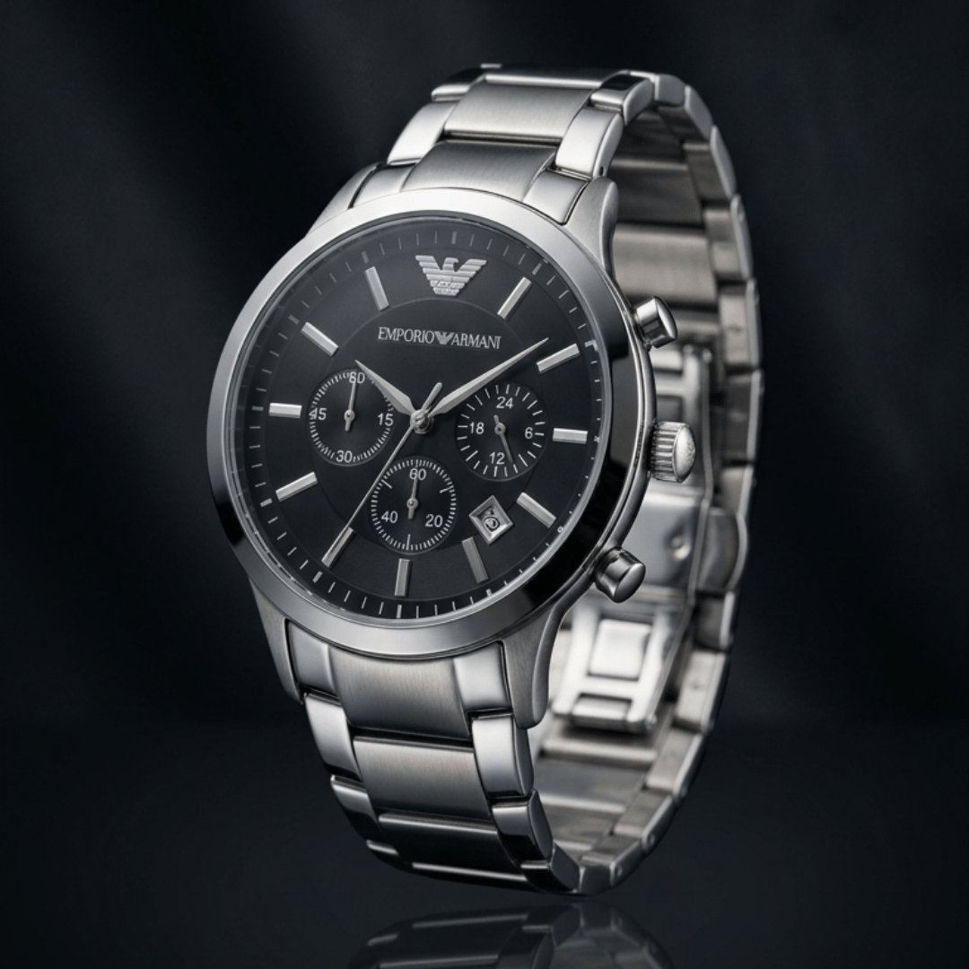 Empori0 Arma-ni AR2434 Black Dial Chronograph Copy Watch for Men