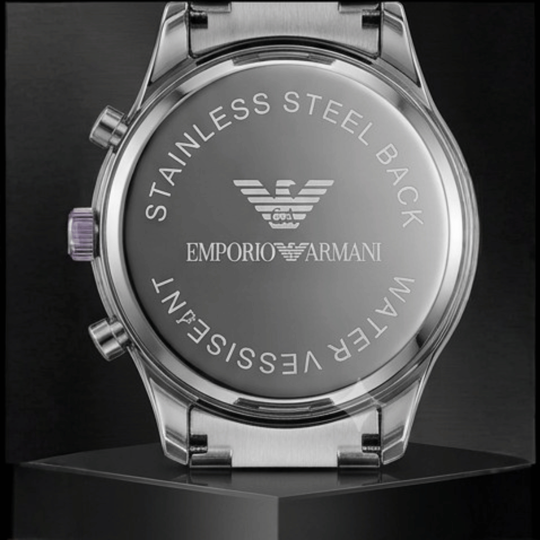 Empori0 Arma-ni AR2458 White Dial Chronograph Copy Watch for Men