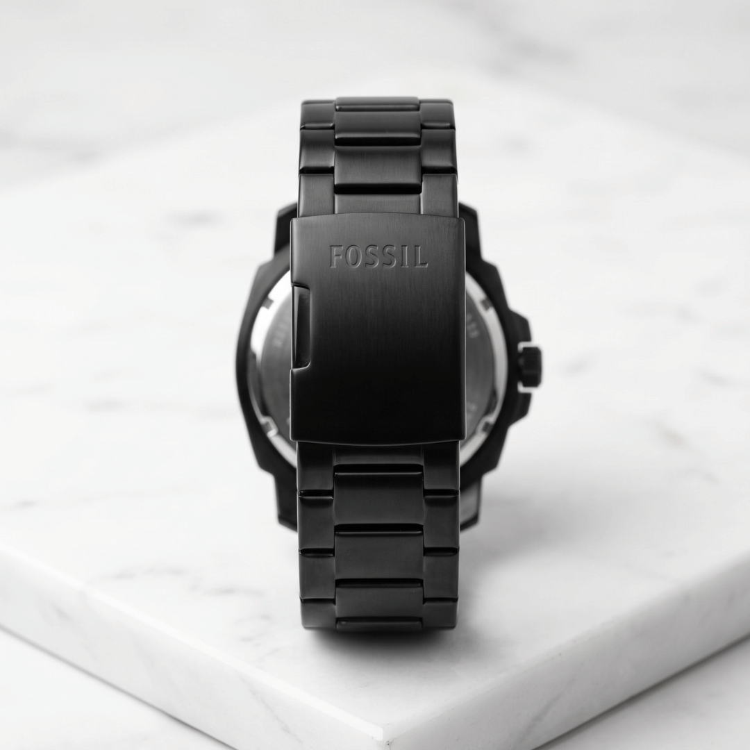 F0ssil Machine FS4682 Black Dial Chronograph Watch for Men – Black Stainless Steel