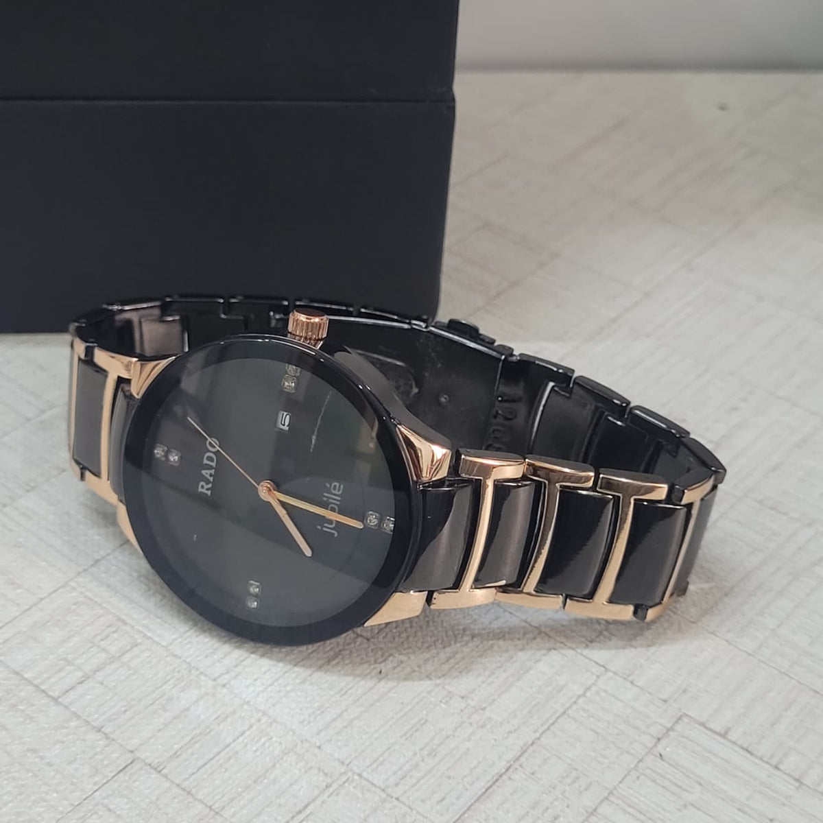 Rad0 Jubilé Black Dial Black & Gold Ceramic Copy Watch for Men
