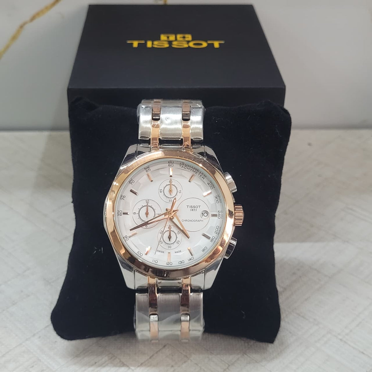 Tiss0t Couturier 1853 White Dial Chronograph Watch for Men