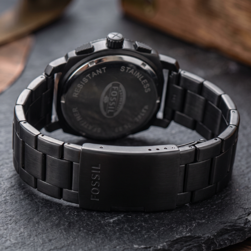 F0ssil Machine FS4682 Black Dial Chronograph Watch for Men – Black Stainless Steel