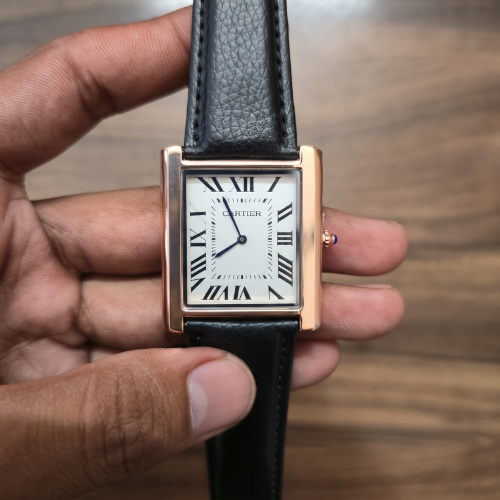 Car-tier Tank Men's Classic Square Black Dial Watch