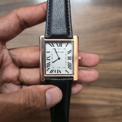 Car-tier Tank Men's Classic Square Black Dial Watch