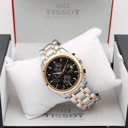 Tiss0t 1853 Black Dial with Rose Gold Bezel 7AA Premium Chronograph Watch for Men