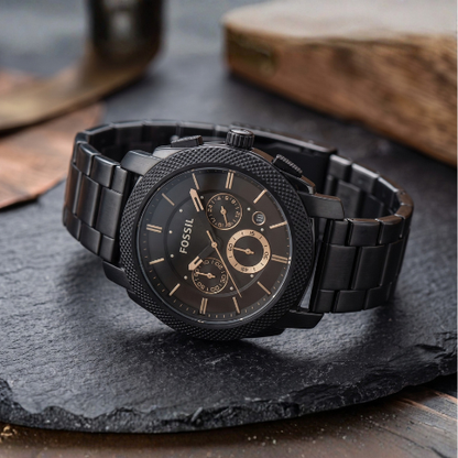 F0ssil Machine FS4682 Black Dial Chronograph Watch for Men – Black Stainless Steel