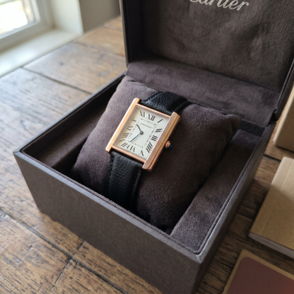 Car-tier Tank Men's Classic Square Black Dial Watch
