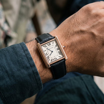 Car-tier Tank Men's Classic Square Black Dial Watch