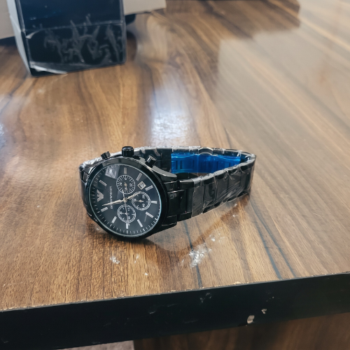 Empori0 Arma-ni Black Dial Stainless Steel Copy Watch