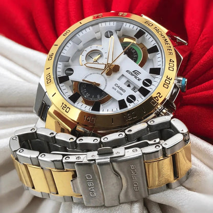Casi0 Edifice EFR-540GS Silver & Gold Chronograph Watch for Men
