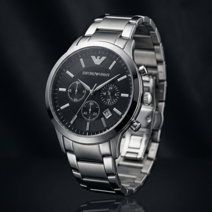 Empori0 Arma-ni AR2434 Black Dial Chronograph Copy Watch for Men
