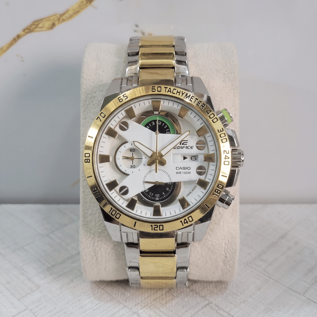 Casi0 Edifice EFR-540GS Silver & Gold Chronograph Watch for Men