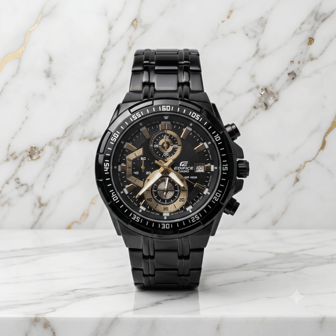 Casi0 Edifice EFR-539BK-1A Black Chronograph Watch for Men – Full Black Stainless Steel