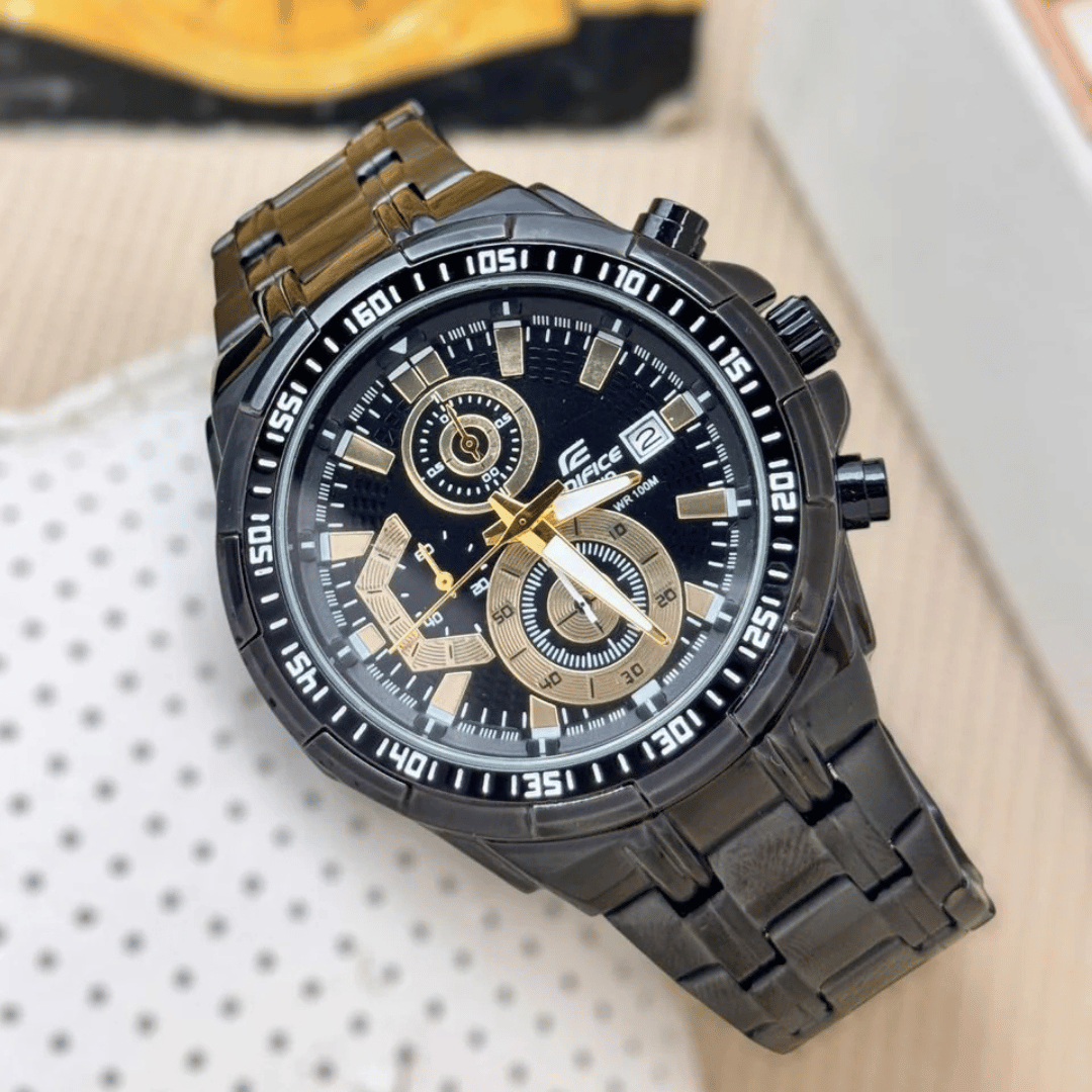 Casi0 Edifice EFR-539BK-1A Black Chronograph Watch for Men – Full Black Stainless Steel