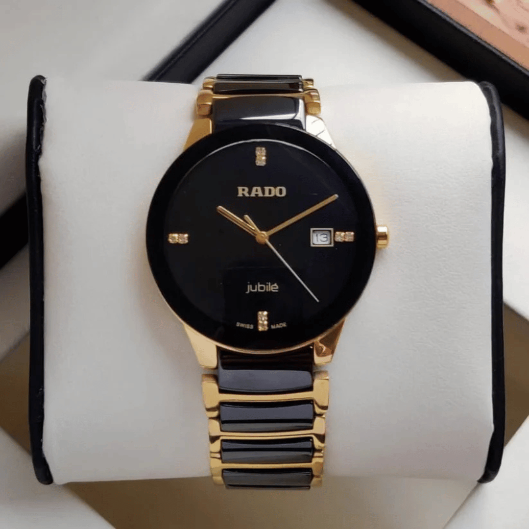 Rad0 Jubilé Black Dial Black & Gold Ceramic Copy Watch for Men