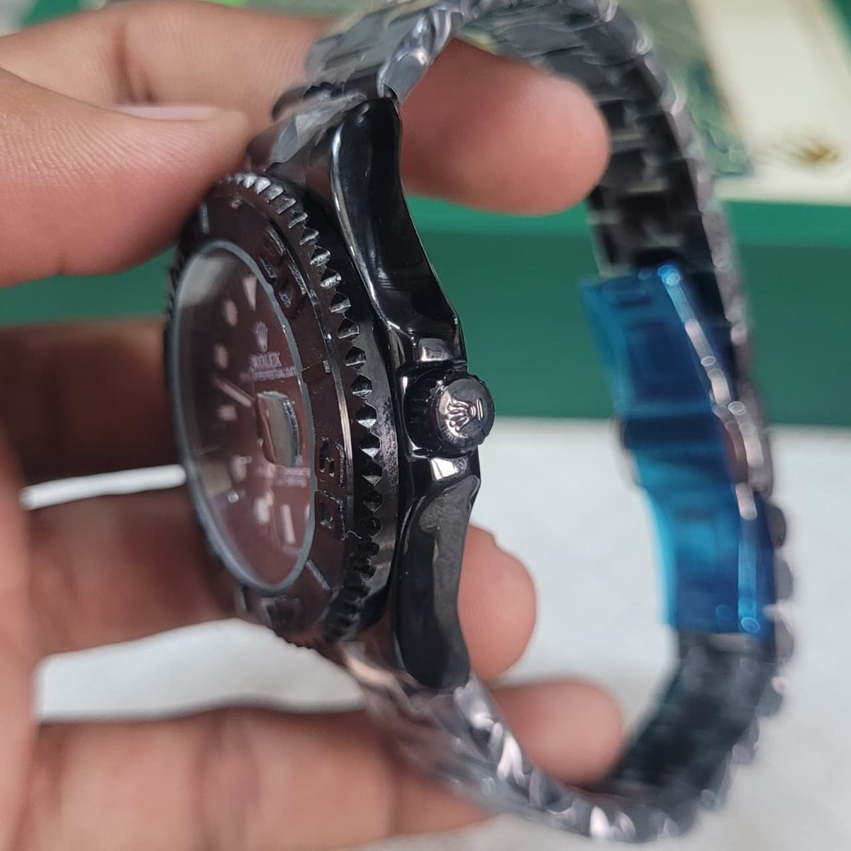 R0lex Yacht-Master Black Dial Automatic Watch for Men – Full Black Stainless Steel