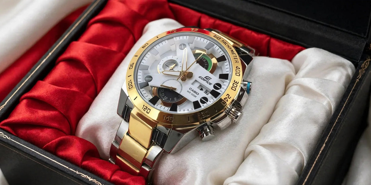 Casi0 Edifice EFR-540GS Silver & Gold Chronograph Watch for Men