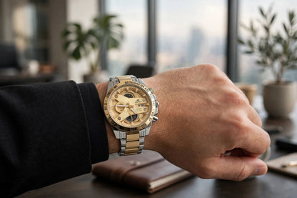 Casi0 Edifice EFR-540 Two-Tone Gold Dial Chronograph Watch for Men